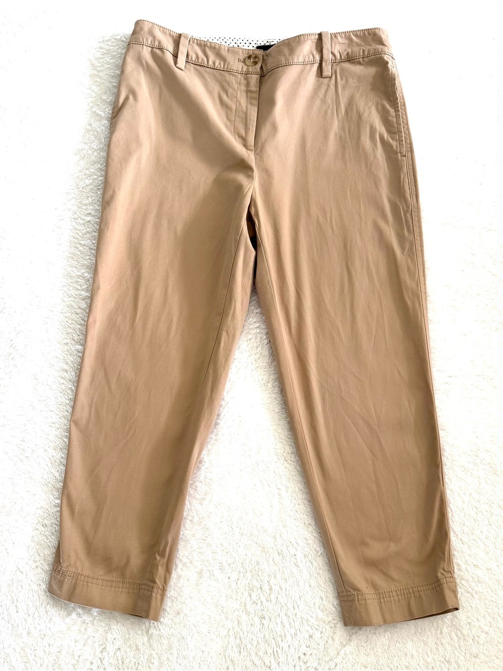 Talbots slim perfect crop khaki pants beige women’s 6 Petite flat front stretch